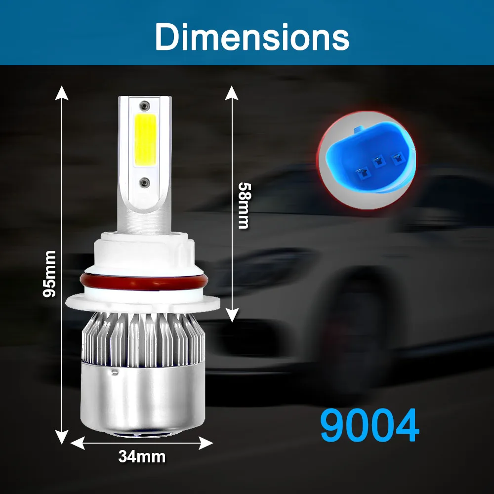 2 шт 12V 24V автомобилей головной светильник H4 светодиодный H7 H1 H3 H11 H13 HB2 HB4 HB5 9004 9005 9006 9007 72 Вт 7600LM авто фары 6000 К светильник лампочка