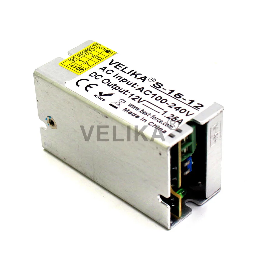 Мини размер импульсный источник питания DC 12V 1.25A 15W Светодиодный драйвер