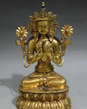 

Details about 24CM Tibet Buddhism Bronze Gold Gilt Seat Maitreya Bodhisattva Buddha Statue