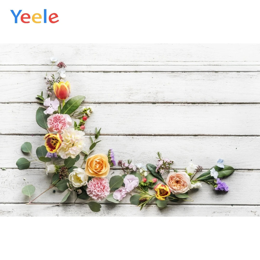 

Yeele Wooden Board Plank Grunge Fresh Flower Portrait Photography Backgrounds Customized Photographic Backdrops for Photo Studio