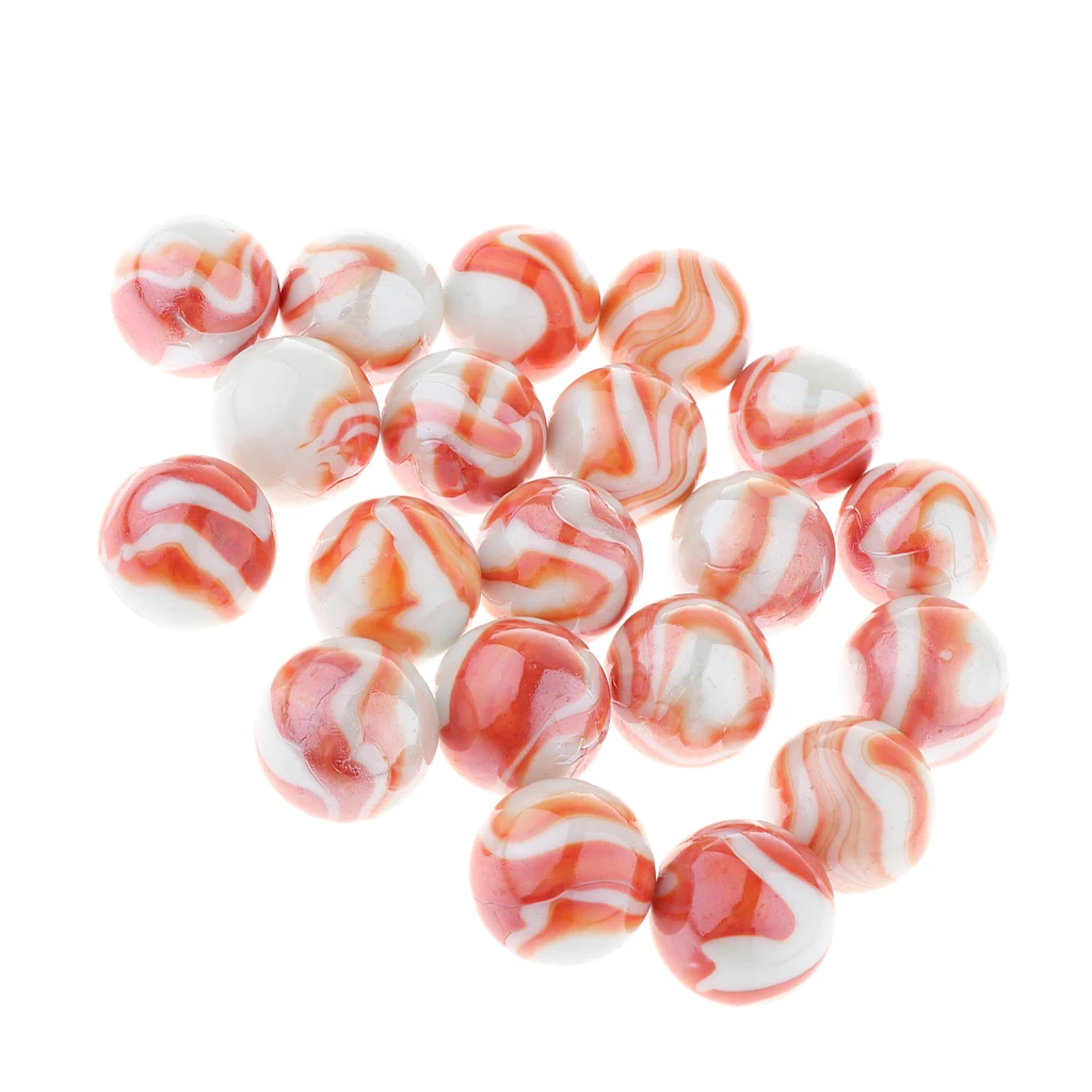 20pcs Stripes Flower Glass Marbles Ball Marble Run Games Stress Swirl Toys Marble Decor 25mm for Children