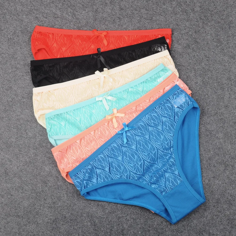 

New Lace Underwear Women's Bikini Briefs Sexy Lingerie Women Panties Cotton Brand Quality 6pcs/lot