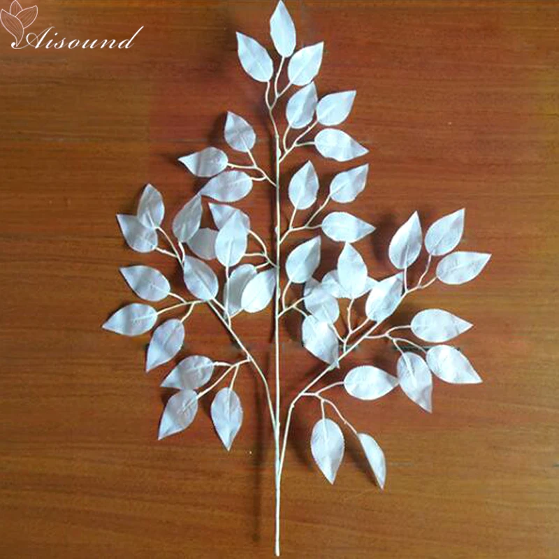 24pcs Decor flower white silk artificial leaves home decoration mulberry & gingko leaves for wedding party arch wedding AD