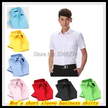 Free shipping Wholesale Men’s summer short sleeve solid color big size office shirts Hombres de camisa QR-1393