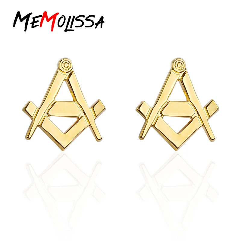 

MeMolissa Factory Price Retail Letter A Cufflinks For Mens Fashion Copper Material Gold Masonic Mason Logo Design Cuff Links