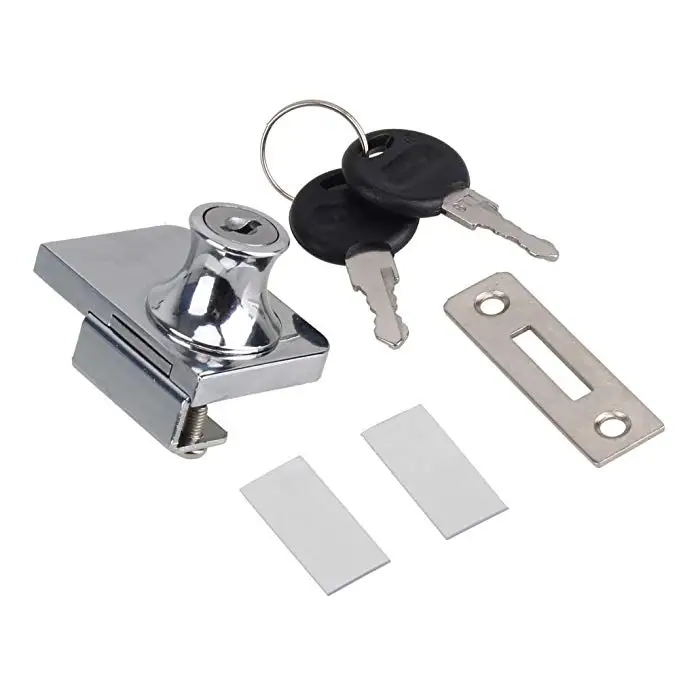 1set Silver Stainless Steel Cabinet Show Case Display Glass Keyed