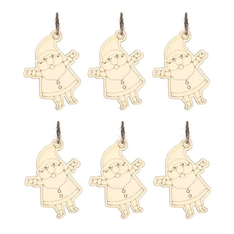 6Pcs Wooden Snowflake Santa Claus Snowman Laser Cut Christmas Tree Hanging Decor for kids gifts #2o24 (11)