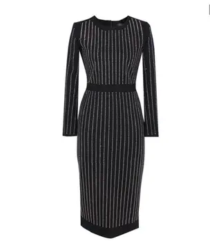 

LEEJOOER Brands Clothing 2017 New Spring Dress Women Winter Dress Sexy Rhinestone Casual Office Bodycon Dress Party Dress Long