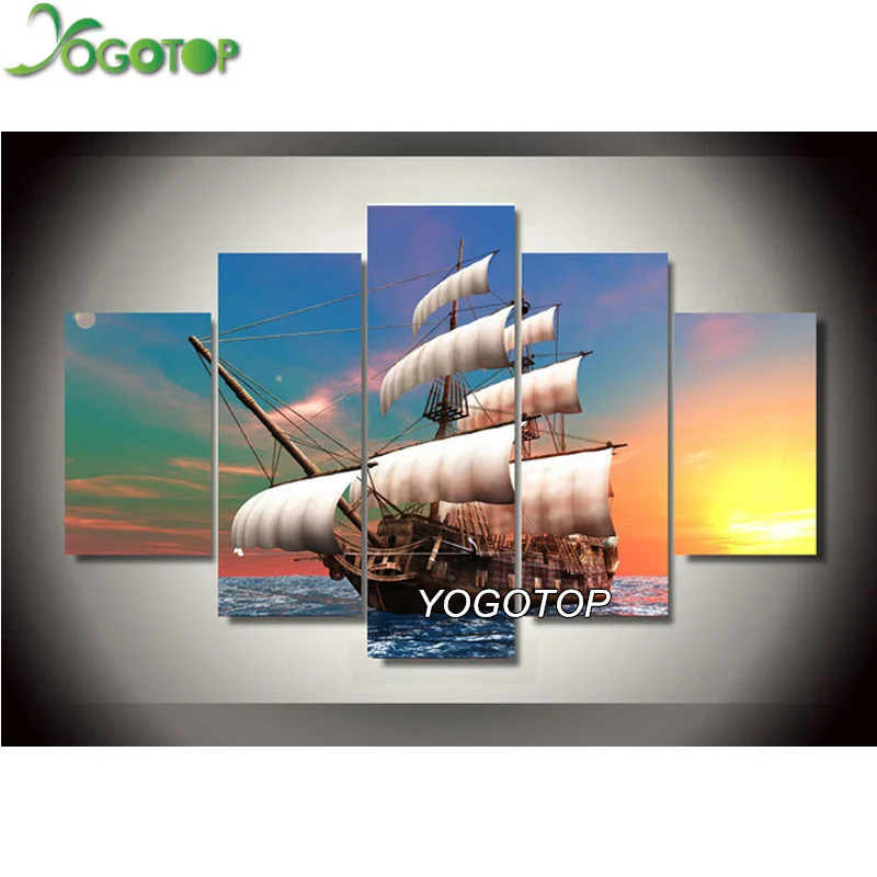 

YOGOTOP DIY Diamond Painting Cross Stitch Kits 5D Diamond Embroidery sailing 5D Full Diamond Mosaic Needlework 5pcs/set ML088