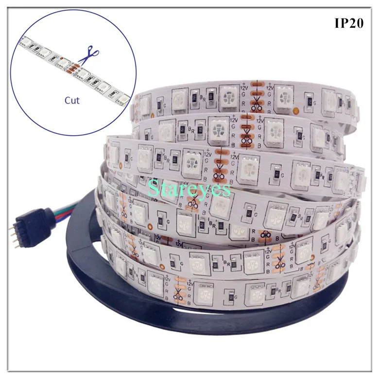 1 комплект SMD 5050 60 светодиодный/м 5 м 10 м RGB Светодиодные ленты Non-Водонепроницаемый лента светильник вспышки светильник полосы+ 44-клавишный пульт+ Мощность адаптер