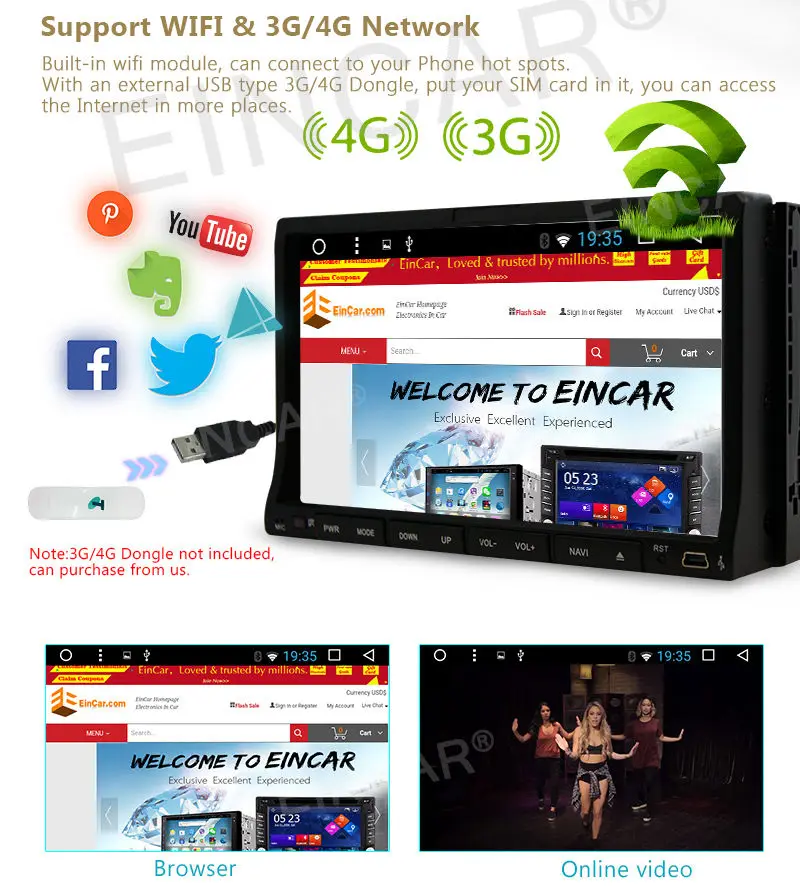 Sale Android 6.0 7" Double 2DIN Car Radio CD DVD Player GPS WIFI 4G Bluetooth Mirror 3