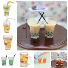 1/2x миниатюрный молока Чай напиток мини лимон Чай для 1:12 miniatural кукольный домик Кухня игрушечная мебель аксессуары игрушки для детей