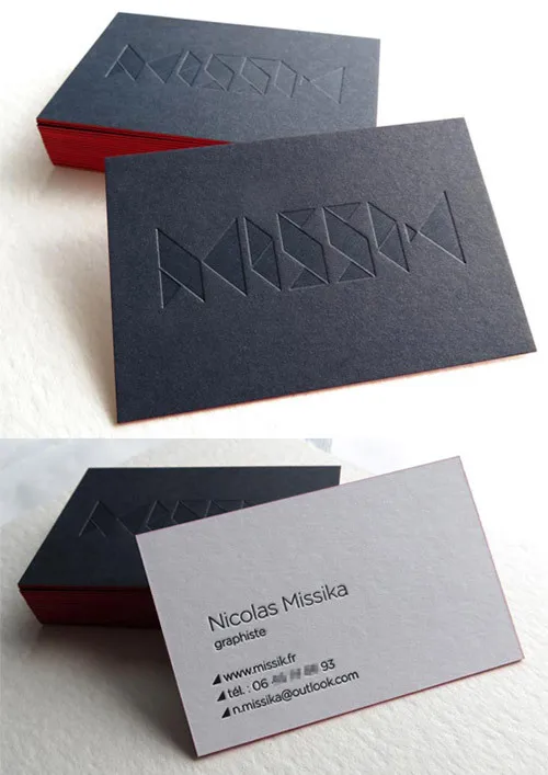 2016 New Design Custom Business Card Debossed Letterpress