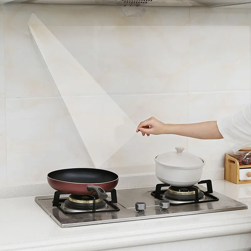 Fireproof Self Adhesive Film Wallpaper Roll Sticker For Kitchen Desktop