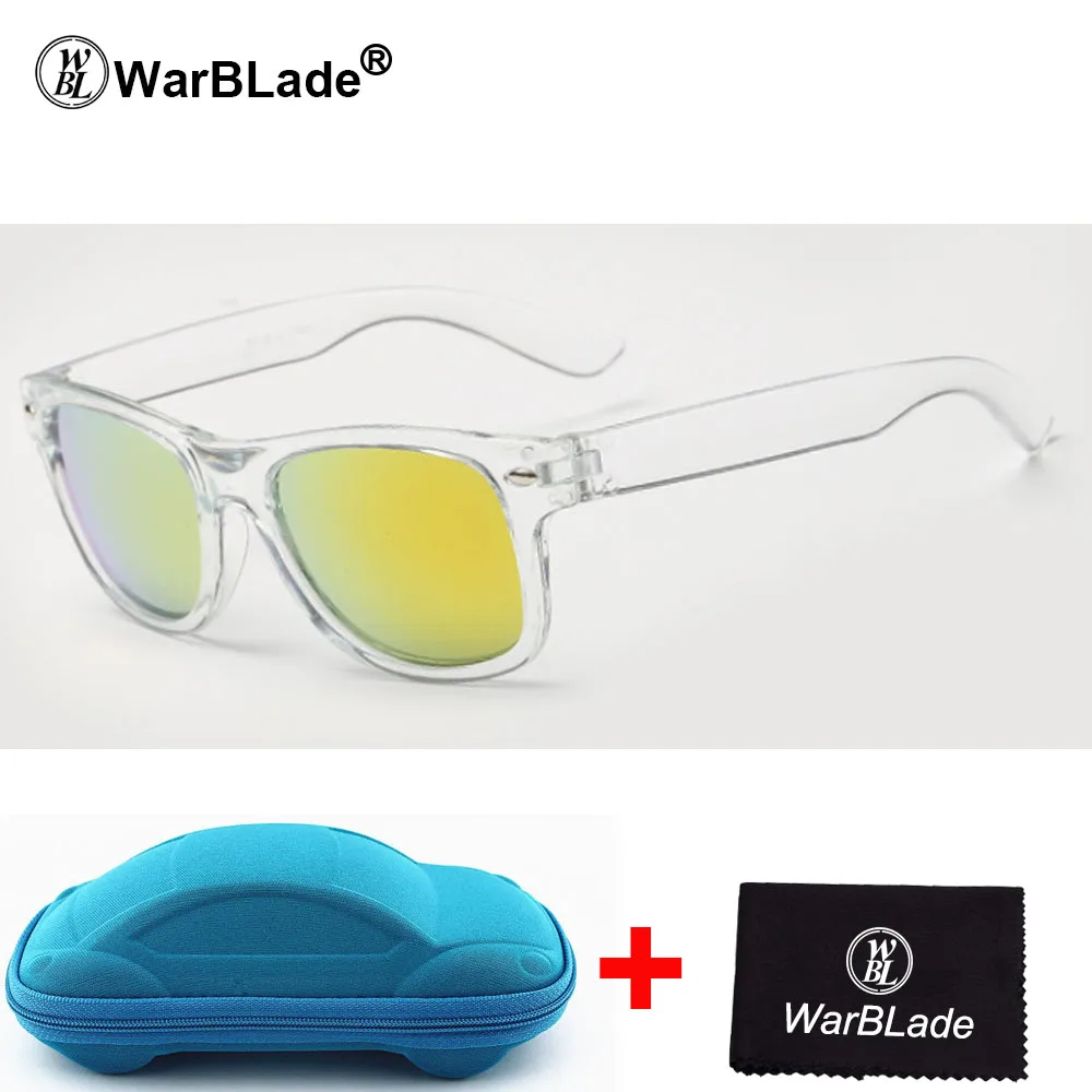 WarBLade крутые солнцезащитные очки для детей, солнцезащитные очки для детей, солнцезащитные очки для мальчиков и девочек, защита от УФ-лучей 400, чехол, подарок для детей - Цвет линз: clear orange