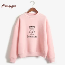 Kpop Exo толстовка женская осень зима Harajuku повседневные толстовки с буквенным принтом флисовый пуловер K-pop одежда Прямая
