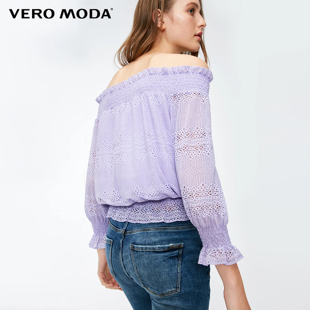 Vero Moda женские кружевные топы с открытыми плечами и вырезом лодочкой 3/4 рукавами | 318330506