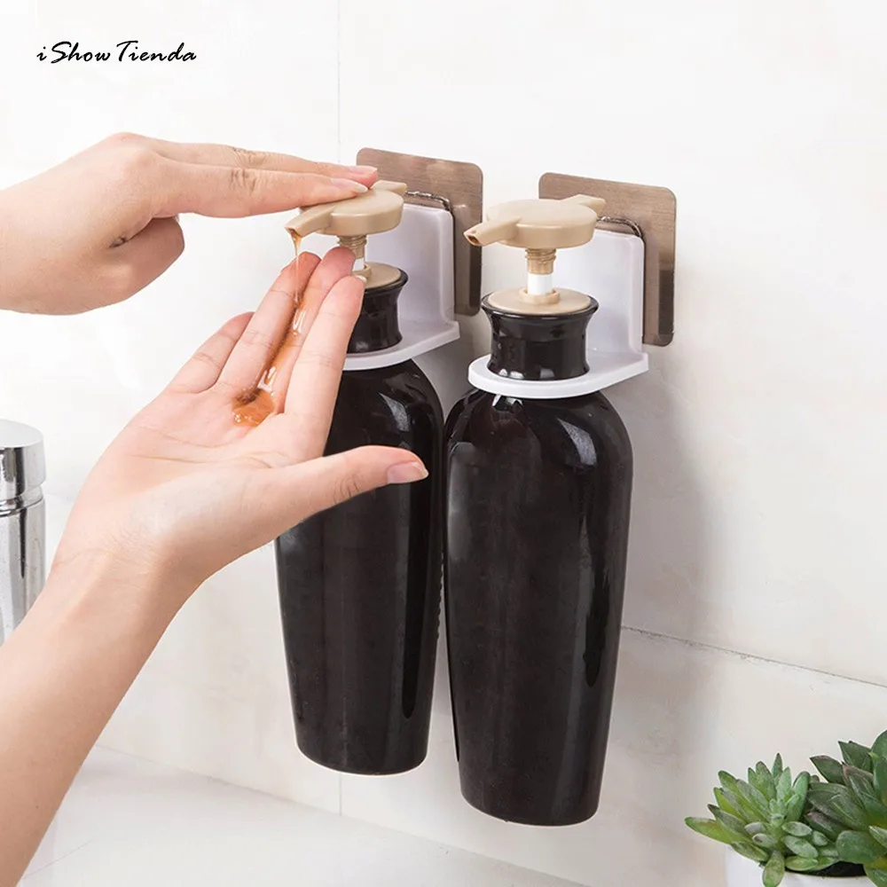 

ABS Plastic Strong Suction Cup Shower Gel Shampoo Bathroom Wall Mounted Rack Hooks Bottle Storage Holder Flat Wall Adsorbed