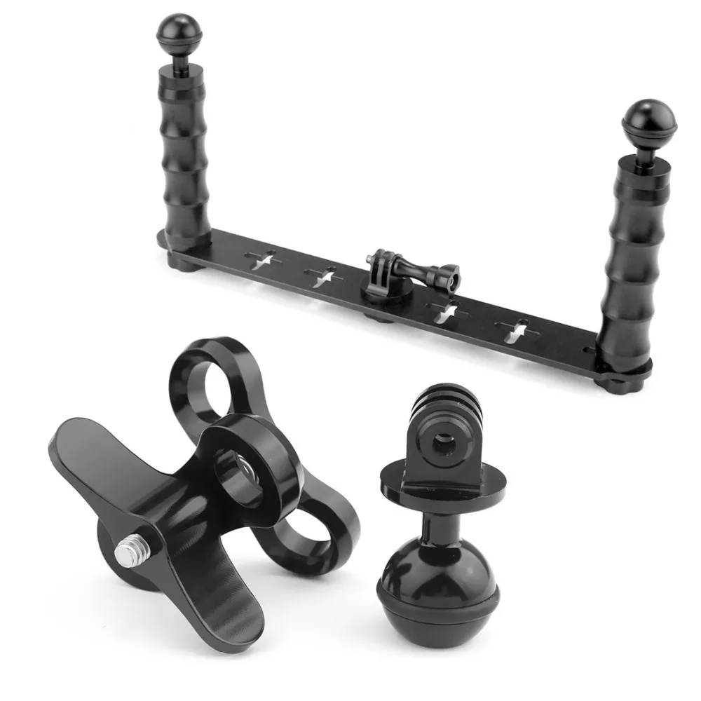 

F18282-A Aluminum CNC Diving Lights Ball Butterfly Clip Arm Clamp Mount + ABS Ball Base Adapter for GoPro HERO 3/3+/4 5 Camera