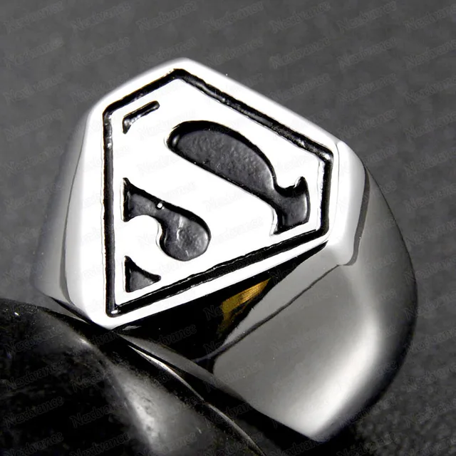 Nextvance Letter S Logo Superman Ring Stainless Steel Biker Signet Ring For Men Fans Gift Movie Superhero Jewelry Dropshipping