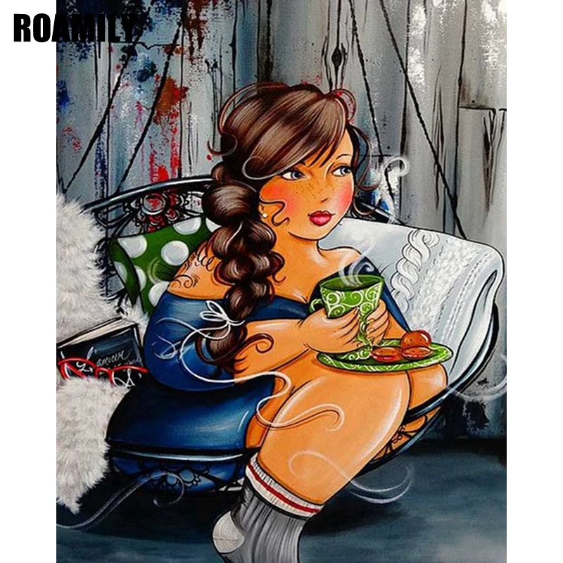 

ROAMILY,5D Diamond Embroidery Fat Women Fat Ladies,Diamond Painting,Daimond Art,Full Drill Diamant Paintings,Drop Shipping
