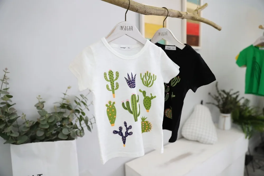 New Summer 2017 Baby T Shirts for girls Cotton Short Sleeve Cactus cartoon Print child Tees Kids cute Tops boys T-shirt (23)