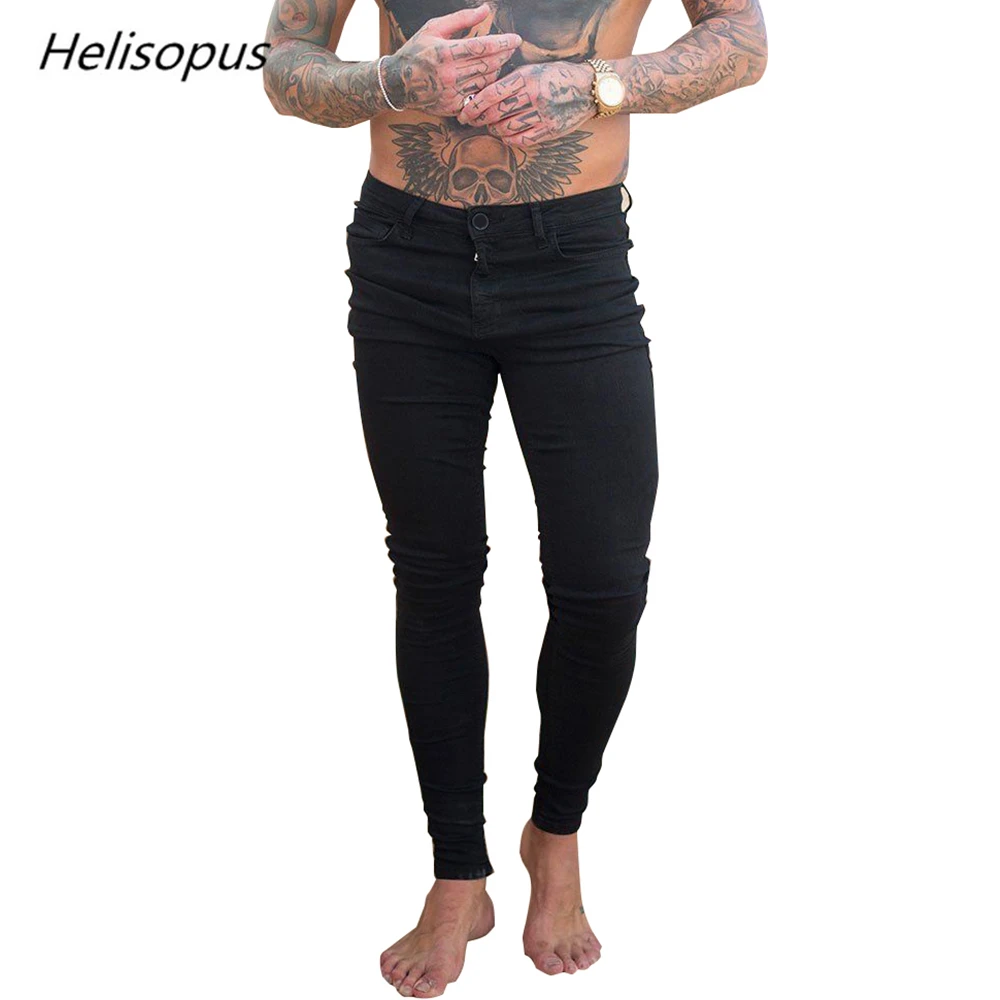 Helisopus Summer Autumn Men's Skinny Jeans Streetwear Jeans Solid Color Black Slim Fit Hip Hop Fashion Straight Jeans Helisopus Summer Autumn Men's Skinny Jeans Streetwear Jeans Solid Color Black Slim Fit Hip Hop Fashion Straight Jeans