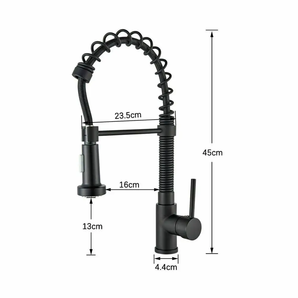  Quyanre Matte Black Pull Down Kitchen Spring Faucet Single Level Mixer Tap 360 Rotation 2-way Pull  - 32844801154