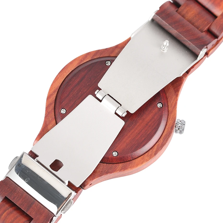 100% Nature Red Sandalwood Full Wooden Bangle Watches Simple Men's Handmade Wood Quartz-watch Bamboo Wrist Watch Reloj de madera