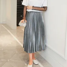Danjeaner, Женская Осенняя зимняя стильная плиссированная юбка с высокой талией, модная Однотонная юбка средней длины для девушек, воздухопроницаемая длинная юбка