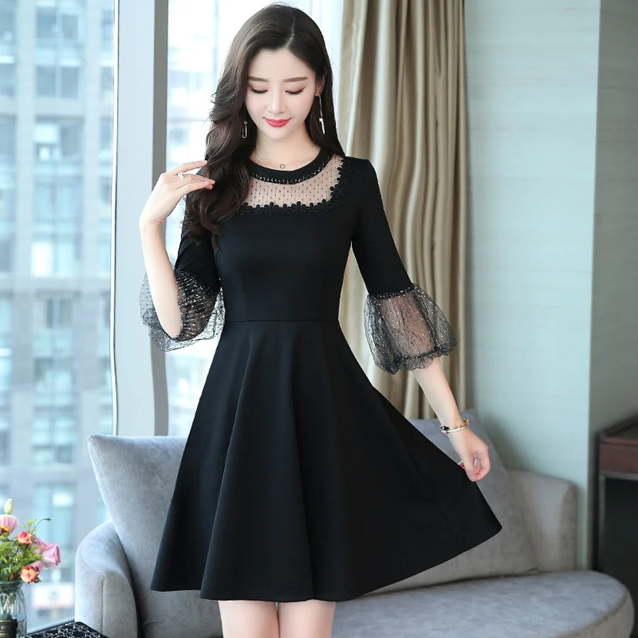 2019 Винтаж Chic Черное кружево пикантные Мини платья новые летние 4XL плюс Размеры