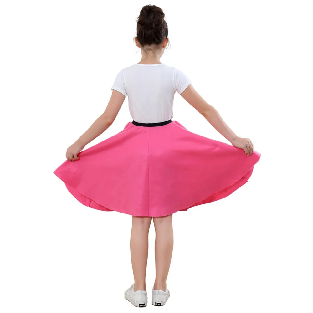 Kids Poodle Skirt With Musical Note Printed Scarf Hot Pink Blue Kid costumes Halloween Cosplay