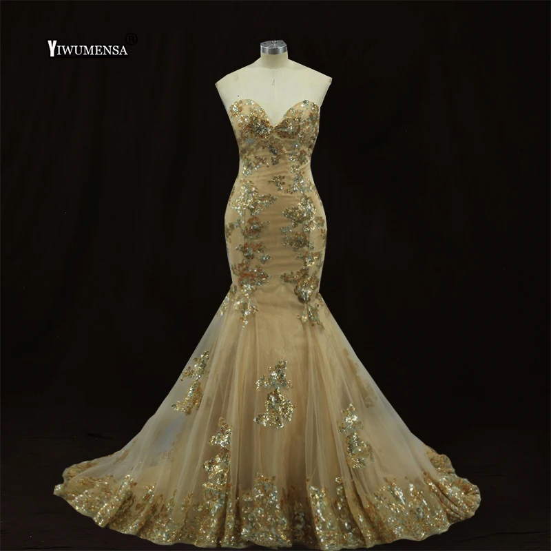 Yiwumensa/Брендовое длинное платье для выпускного вечера с золотыми блестками и аппликацией на шнуровке, платье для выпускного вечера, изготовленное на заказ платья с юбкой-годе Robe De Bal Longue