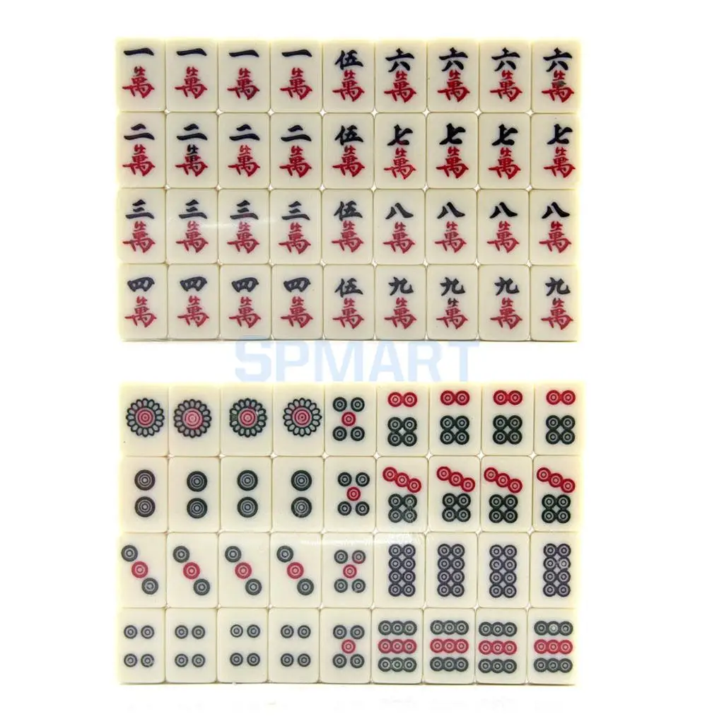 Mini Mahjong Mahjongg Mah Jongg Mah-Jongg Majiang Travel Board Game Set Chinese Traditional Mahjong Games 144 Tile in Case Toy