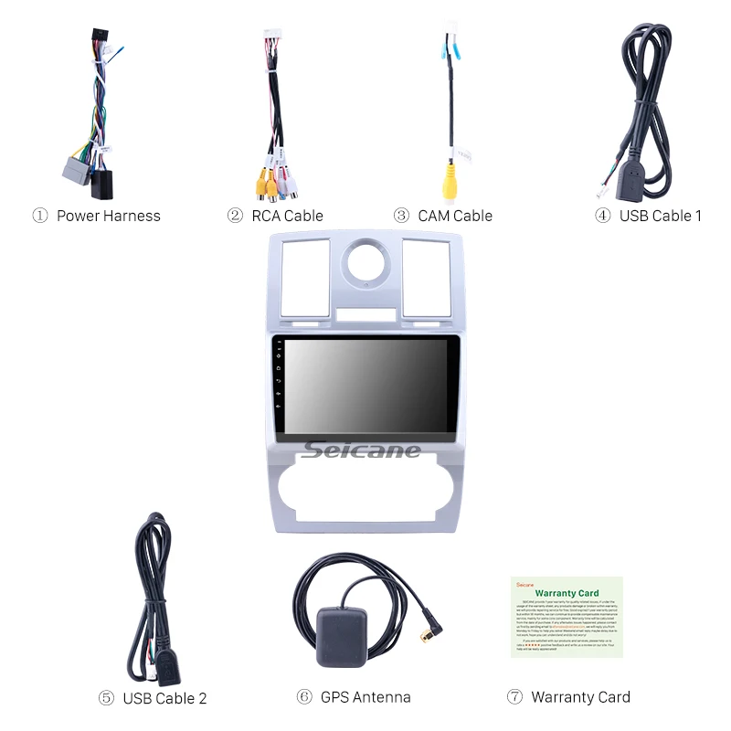 Sale Seicane Android 8.1 2din Car GPS Head Unit Player For Chrysler Aspen 300C 2004 2005 2006 2007 2008 Quad-core Support OBD2 WiFi 3