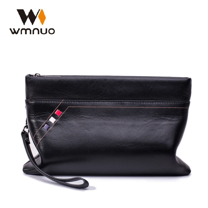 

Wmnuo Brand Men Handbags High Quality Men Hand Bag Genuine Leather Cowhide Clutch Wallet 2018 Fashion Envelope Bag Business Bag