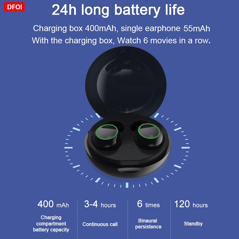 Bluetooth наушники DFOI JS19 Беспроводные спортивные TWS с микрофоном 5 0|Наушники и