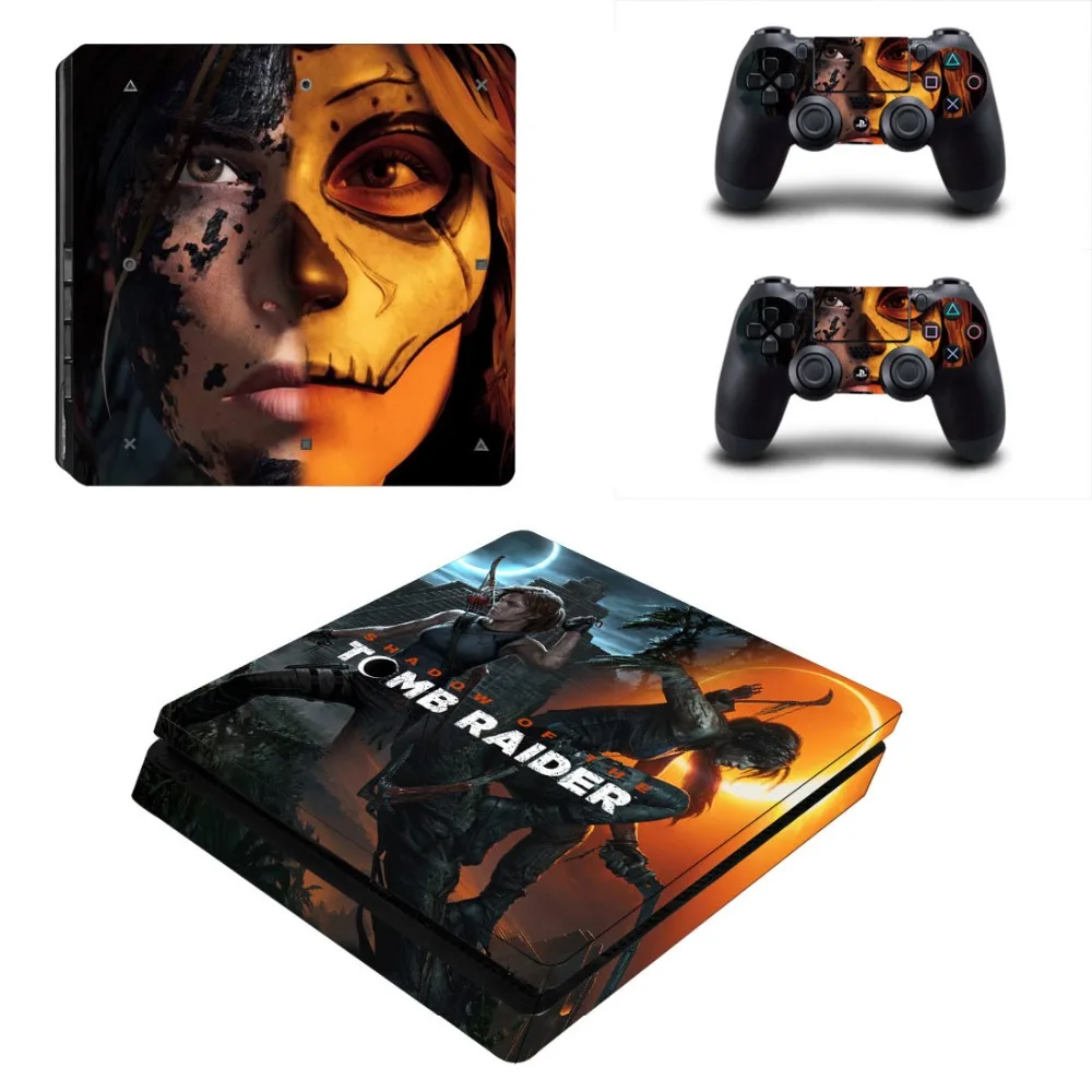 

Shadow of The Tomb Raider PS4 Slim Skin Sticker Decal Vinyl for Playstation 4 Console and 2 Controllers PS4 Slim Skin Sticker