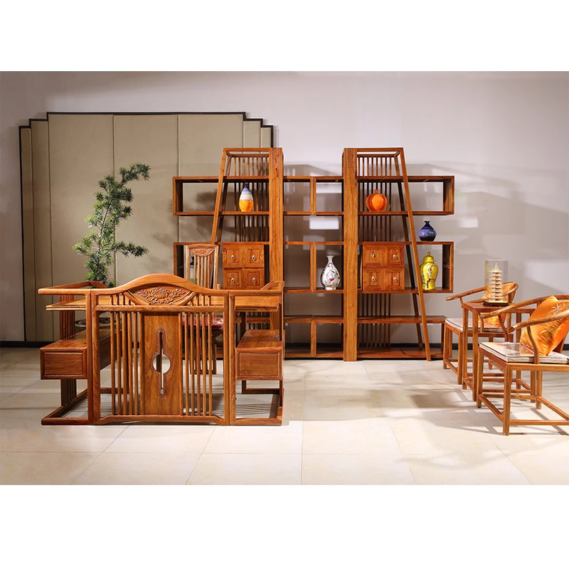 2 Piece/ Set Hedgehog Rosewood Fortune Desk Custom Solid Wood Office Furniture Wooden Table