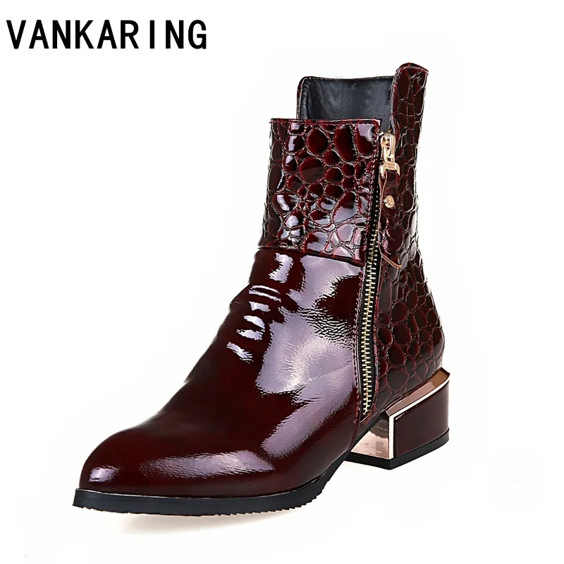 

brand fashion embossed microfiber leather ankle boots for women pointed toe cowboy snow boots women high heel riding runway boot