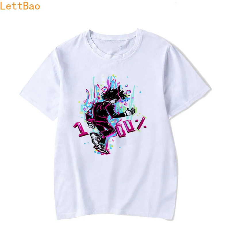 

Creative design short sleeve Mob Psycho 100 T Shirt men 2019 New Anime vintage Tee Great Cotton Casual Man T-Shirt homme 90s