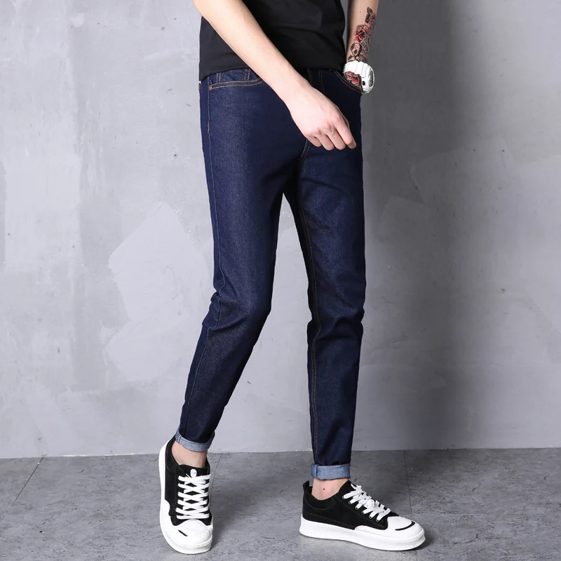 LEFT rom, весна-лето, новая мода, мужские повседневные Стрейчевые обтягивающие джинсы, узкие брюки, одноцветные узкие брюки, 28-38