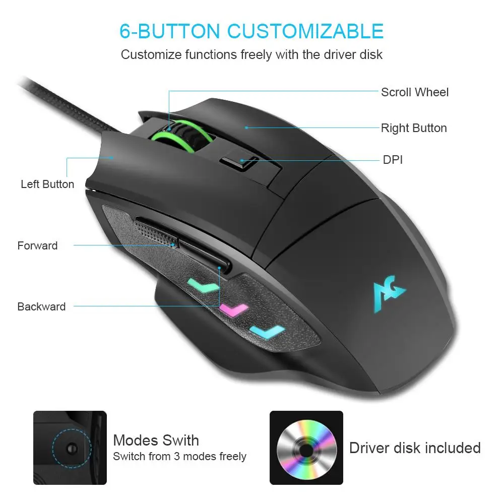 Acgam G402 Usb Wired Gaming Mouse Chip Rgb Backlights Dpi Omron Gaming Switch Mice For Pc Computer Laptop Tv Box Gamer Keyboard Mouse Combos Aliexpress
