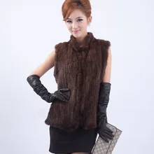 Новые поступления из натуральной норки жилет Для женщин вязаной норки Меховая куртка зимняя норки жилеты Большие размеры TF0259