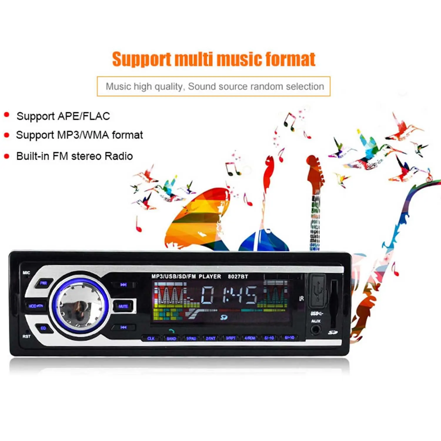 Автомобильный Bluetooth стерео FM радиоприемник 12 В/24 В mp3 плеер динамик порт для