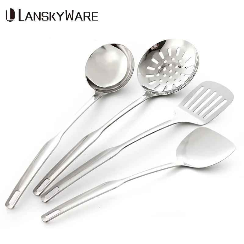 

LANSKYWARE Kitchen Tools Set Stainless Steel Cooking Utensils Set Kitchenware With Long Handle Kitchen Accessories Ladle Spatula