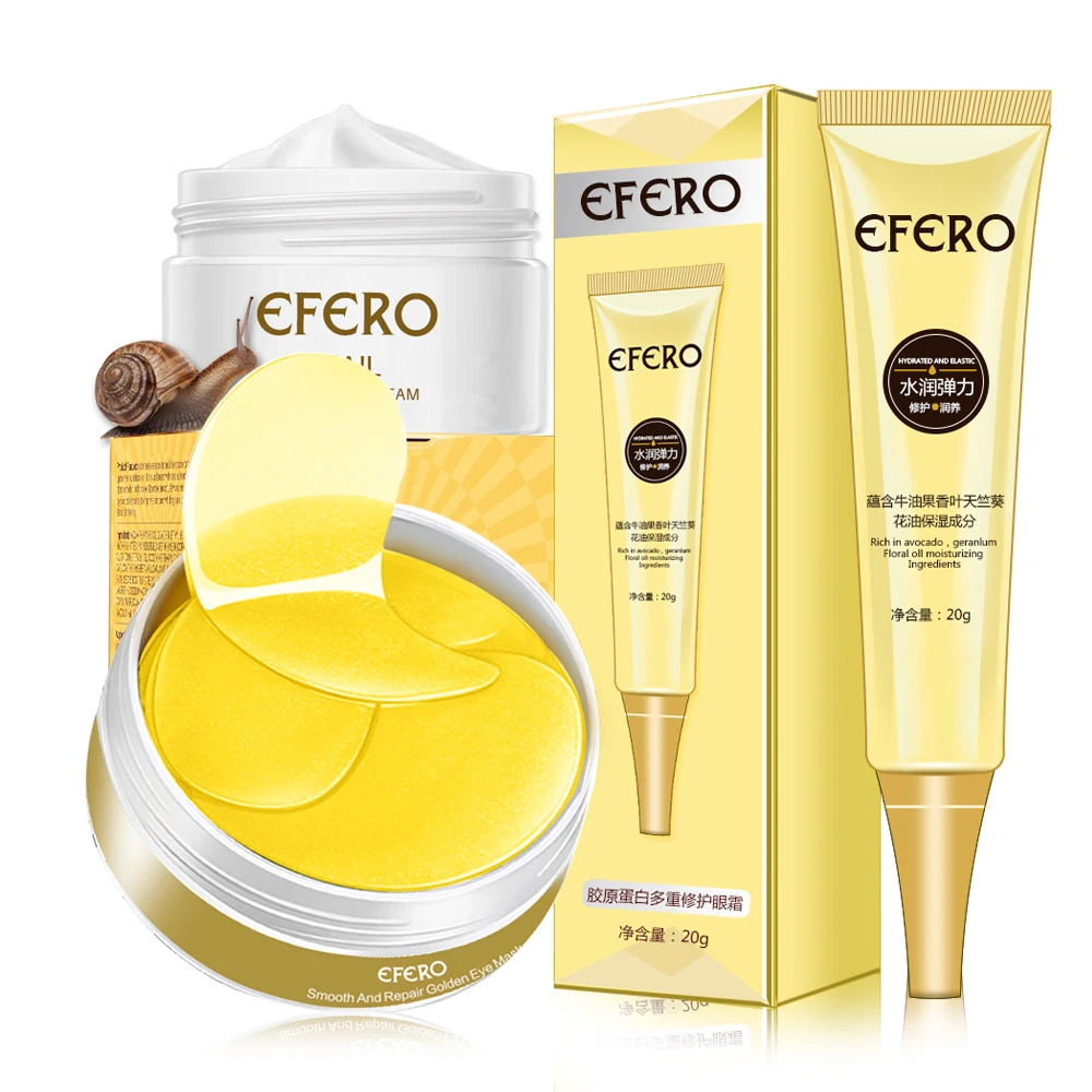 

3Pcs/Set Collagen Eye Patch Eye Mask Anti Wrinkle Cream for Eyes Skin Care Set Snail Cream Whitening Serum for Face Cream EFERO