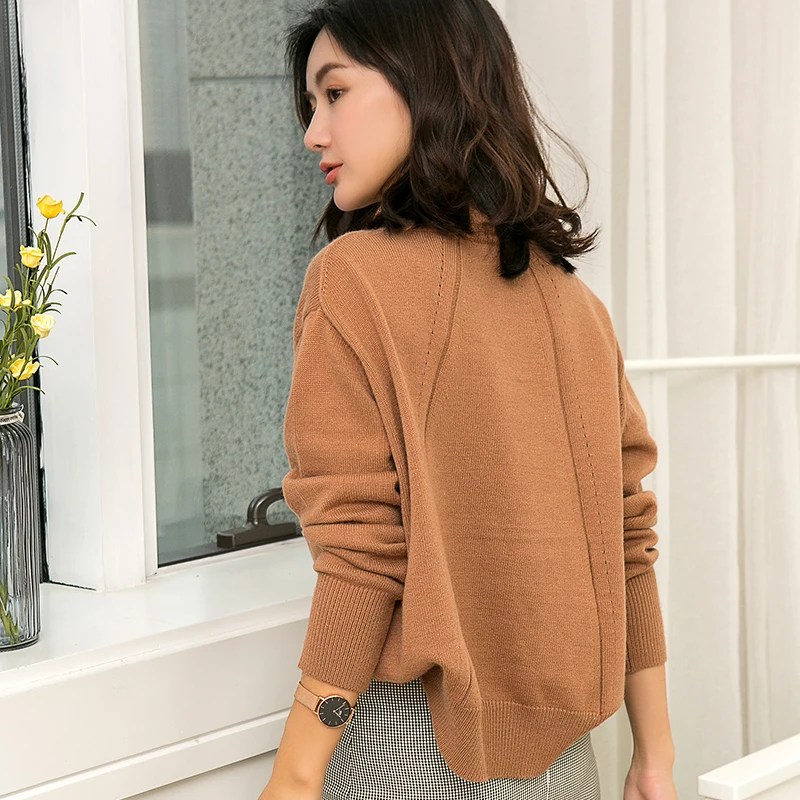New winter women's high collar bat sleeve cashmere sweater solid color soft fashion casual warm breathable comfortable sweater