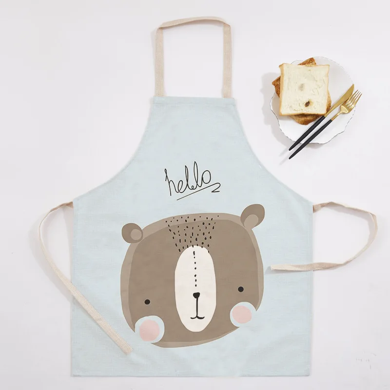 1Pcs Kitchen funny Apron Sleeveless Cotton Linen Printed Aprons for Women Kitchen Baking Cooking Accessories 60*70CM pinafore - Цвет: E