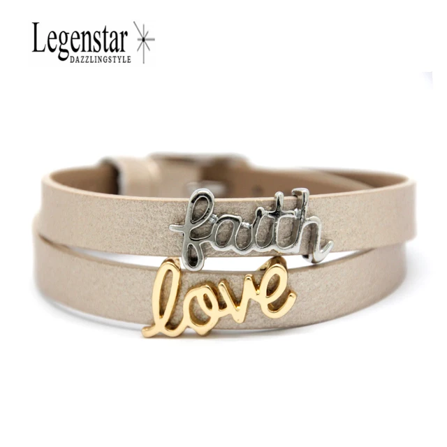 Legenstar Fashion Diy Slide Charms Bracelet Double Circle Leather Slide Charms Bracelet Double Circle